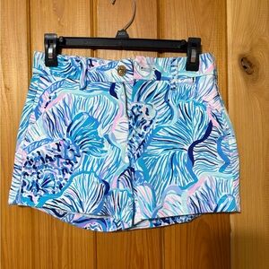 Blue Floral Print Women's Shorts